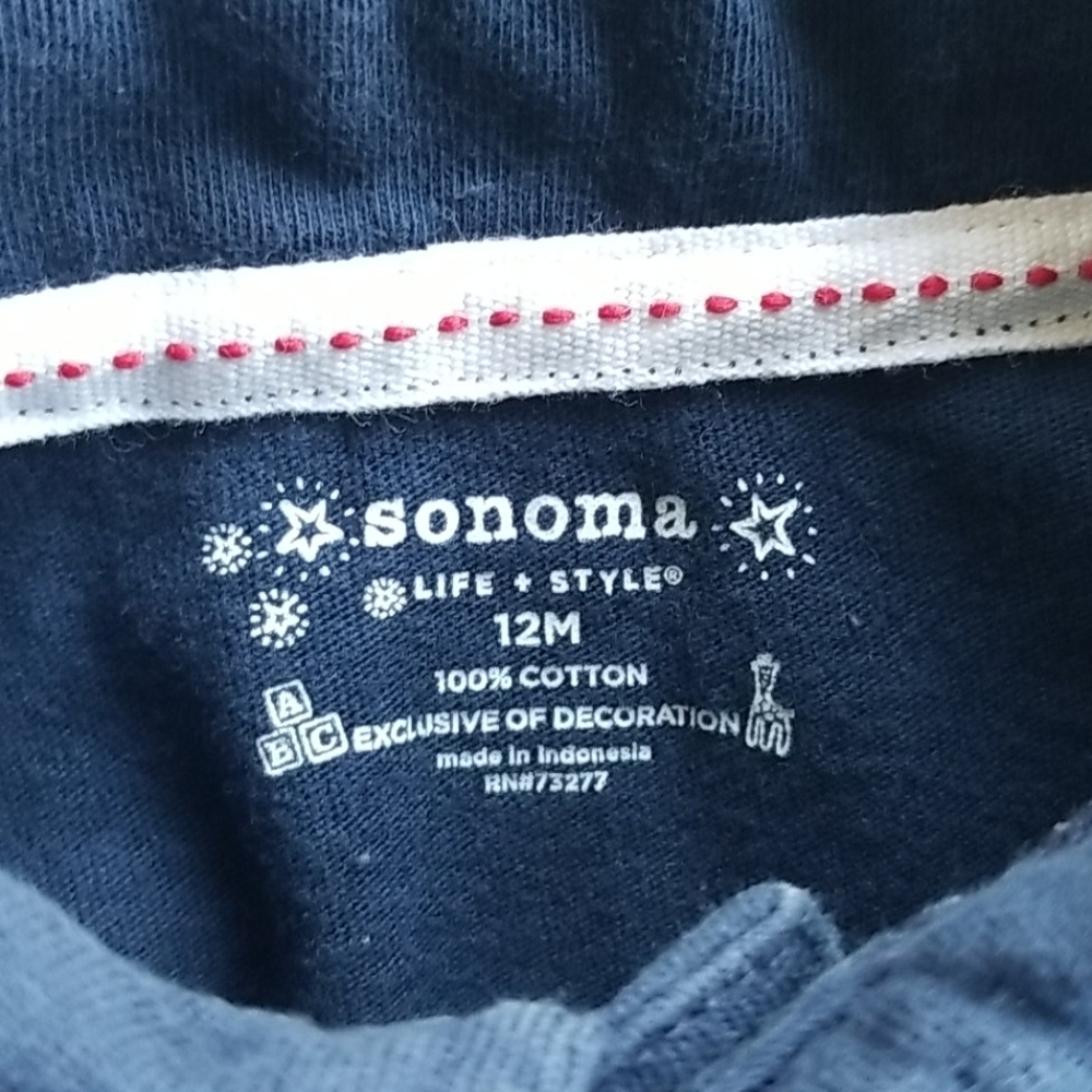 Sonoma navy blue short sleeve baseball shirt 12mo - Picture 7 of 8